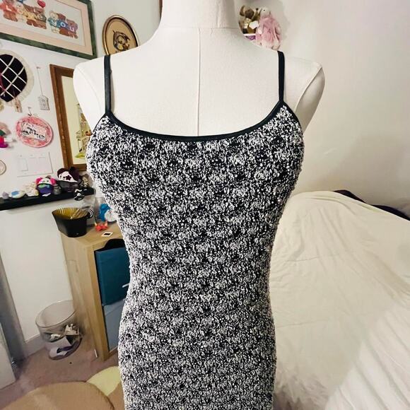 Ethereal vintage 90s goth bodycon midi strap dress Large made in USA witch glam - Picture 2 of 8